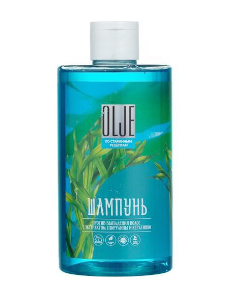 OLJE Натуральный шампунь против выпадения волос с экстрактом концентрата спирулины и кератина 450 мл в Тюмени