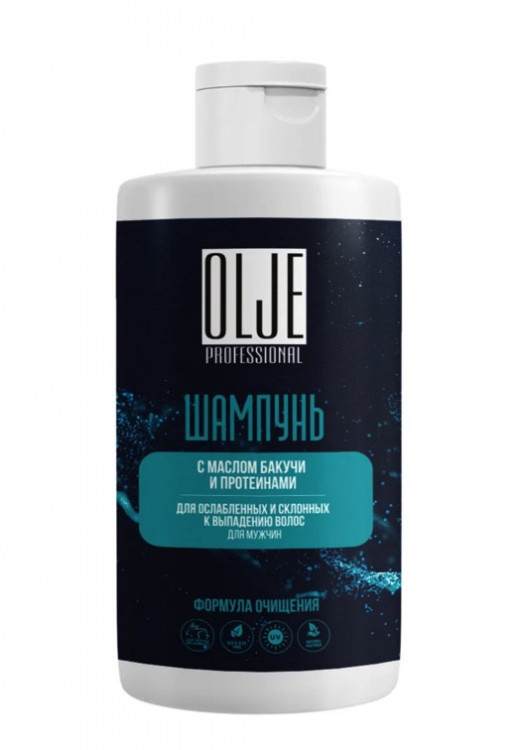 OLJE. Шампунь мужской с маслом бакучи и протеинами, 450 мл в Тюмени